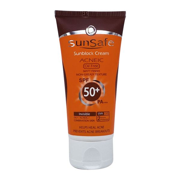 ضد آفتاب فاقد چربی آکنئیک بدون رنگ SPF50 سان سیف